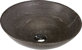 Sapho Sapho, BLOK 1 kamenné umývadlo priemer 40cm, matný tmavý kameň, 2401-02