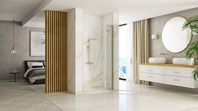 Rea Hugo, sprchové dvere 100x200 cm + bočný magnetický profil, zlatá matná, KPL-45202