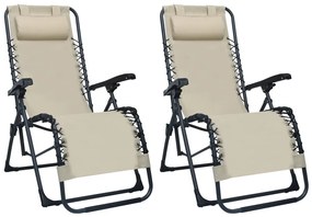 Skladacie terasové stoličky 2 ks krémové textilénové