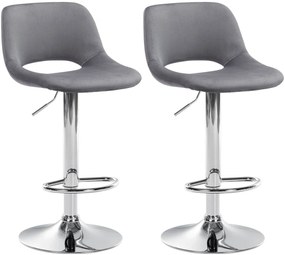 Design-Shop 2x Barová stolička Camden - zamat, chróm rám - Tmavo sivá