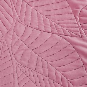 Ružový prehoz na posteľ so vzorom LEAVES Rozmer: 170 x 210 cm