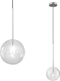 Toolight Toolight, sklenené guľové závesné stropné svietidlo 20cm, APP1684-1CP, chrómová, OSW-04304