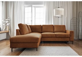 Oranžovohnedá menčestrová rozkladacia rohová pohovka (ľavý roh) Lofty Lilly – Miuform