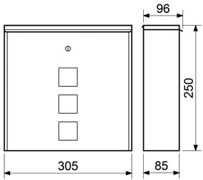 Poštová schránka, 305 x 96 x 250 mm, nerez