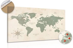 Obraz na korku decentná mapa sveta
