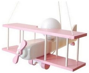 HELLUX Detský závesný drevený luster, bielo-ružový, E27, 1x60W
