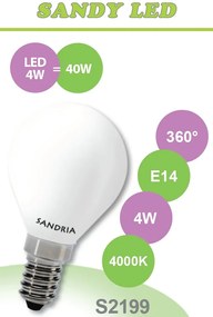 LED žiarovka Sandy LED E14 S2199 4W OPAL neutrálna biela