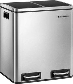 Kôš na separovanie odpadu SORT 30l (2×15l), strieborná/čierna SongmicsHome