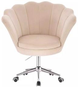 LuxuryForm DESIGN Kreslo FREY VELUR na striebornej podstave s kolieskami - krémové