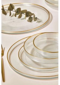 Jedálna súprava 24 ks, číre sklo so zlatým zdobením