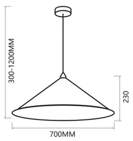 Luster na lanku FUJI 1xE27/60W/230V pr. 70 cm čierna/zlatá