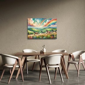 Sklenený obraz – Kone cválajúce krajinou (70x50 cm)