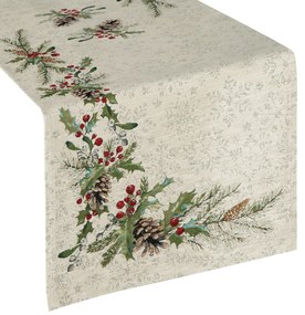 VIANOČNÝ GOBELÍNOVÝ BEHÚŇ NA STÔL PINE 45X140 CM VZOROVANÁ