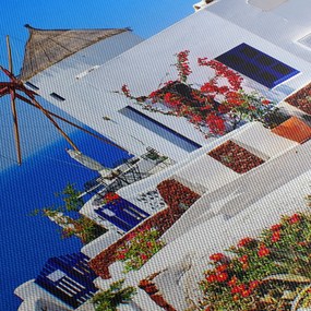 Obraz - Domček v Grécku (120x50 cm)