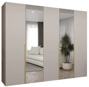 Šatníková skriňa 250 cm Alice 2 (kašmír + zlatá). Akcia -20%. Vlastná spoľahlivá doprava až k Vám domov. 1126189