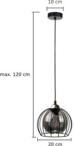 Luster na lanku SOLO BLACK 1xE27/60W230V čierna/zlatá