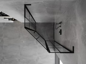 Mexen Mist L, päťuholníkový sprchový kút s krídlovými dverami, 100 x 100 cm, 8mm číre sklo, čierny profil, 8A8L-100-100-70-77-P