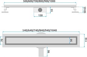 Rea Neox Pro, odtokový sprchový žľab 60 cm, brúsená oceľ, REA-G5807