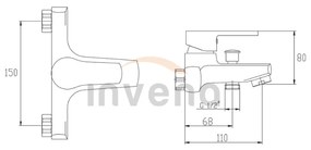 Invena Verso, vaňová batéria bez príslušenstva 150mm, chrómová, INV-BW-82-001-C