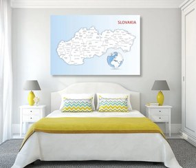 Obraz podrobná mapa Slovenska - 90x60