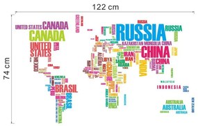 Veselá Stena Samolepka na stenu na stenu Farebná mapa Sveta