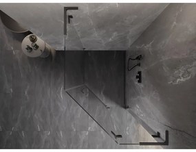 Mexen Lunar, L pravý výklopný päťuholníkový sprchový kút 80x100 cm priehľadný, profil grafit brúsený, 831L-080P-100L-66-00-P