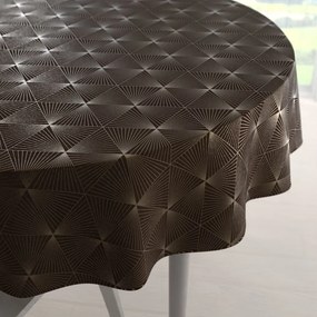 Biante Zamatový okrúhly obrus Isabela IBL-012 Rose Gold trojuholníky na hnedom Ø 70 cm