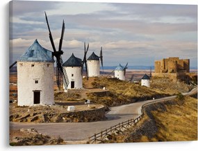Obraz - Veterné mlyny Consuegra, Španielsko (70x50 cm)