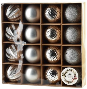 Sada 16 ks vánočních baněk Luca stříbrná