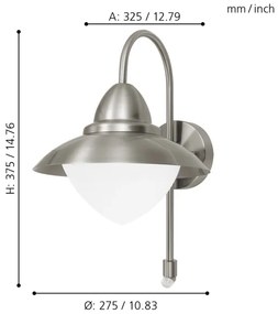 EGLO 87105 - Vonkajšie senzorové nástenné svietidlo SIDNEY 1xE27/60W IP44