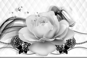Tapeta čiernobiela ruža s abstrakciou - 450x300
