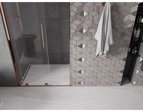 Mexen Velar, posuvné dvere do otvoru 90x200 cm, 8mm číre sklo, ružové zlato, 871-090-000-01-60