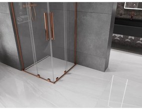 Mexen Velar L Duo, sprchový kút s posuvnými dverami 80 x 80 cm, 8mm číre sklo, ružové zlato, 871-080-080-02-03-60