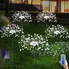 Bluegarden Toolight, LED solárna lampa 90 cm s diaľkovým ovládaním 5ks P60164, strieborná, OGR-05694