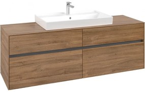 VILLEROY &amp; BOCH Collaro závesná skrinka pod umývadlo na dosku (umývadlo v strede), 4 zásuvky, 1600 x 500 x 548 mm, Oak Kansas, C02800RH