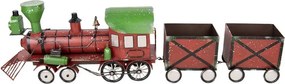 Červená kovová dekorácia vláčik Christmas Train - 168*30*47 cm