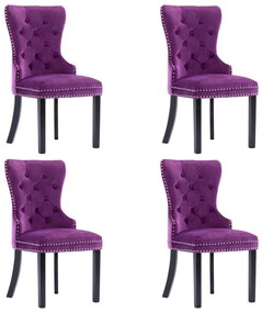 vidaXL Jedálenské stoličky 4 ks fialové zamatové