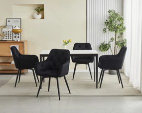 Jedálenská otočná stolička JORK360 zamatová, čierna (čierne nohy)