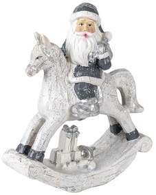 Dekorácie Santa na hojdacom koni s darčekom - 13*6*17 cm