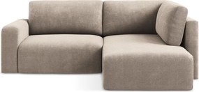 Béžová ženilková rozkladacia/s úložným priestorom rohová pohovka (pravý roh/do L) Kona – Makamii