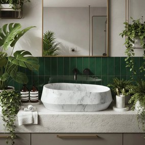 Rea Zoe Dune, umývadlo na dosku 590×380×170 mm, imitácia kameňa-šedá matná, REA-U3538