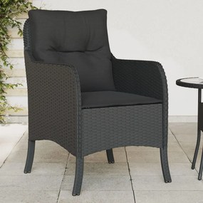 Záhradné stoličky s podložkami 2 ks čierne polyratan 365145
