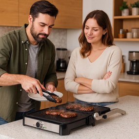 KADEN Elektrický kontaktný gril panini, vrúbkované platne 2000W KADEN