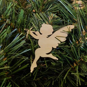 DECOLED Drevená dekorácia, anjel, 9,7x8 cm, 4ks/balenie.