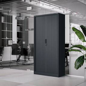 Kovová skriňa so žalúziovými dverami DAMIAN, 900 x 1850 x 450 mm, antracitová