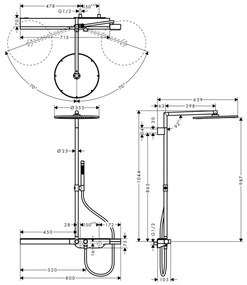 Axor Showersolutions - Sprchový systém s termostatickou batériou 800 a hlavovou sprchou 350 jeden prúd, chróm 27984000