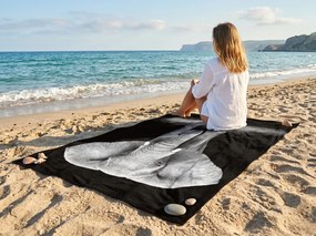 Rýchloschnúca XXL plážová osuška ELEPHOS čierno-sivá 150 x 210 cm, 100% mikrovlákno