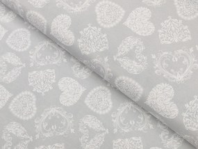 Biante Dekoračný okrúhly obrus PML-071 Srdce s ornamentami na sivom Ø 110 cm