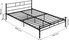 Čierna kovová posteľ so stabilným rámom
