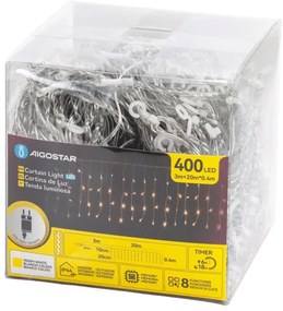 Aigostar - LED vonkajší vianočný reťazec 400xLED/6W/230V/8 funkcií 20x0,4m IP44 teplá biela